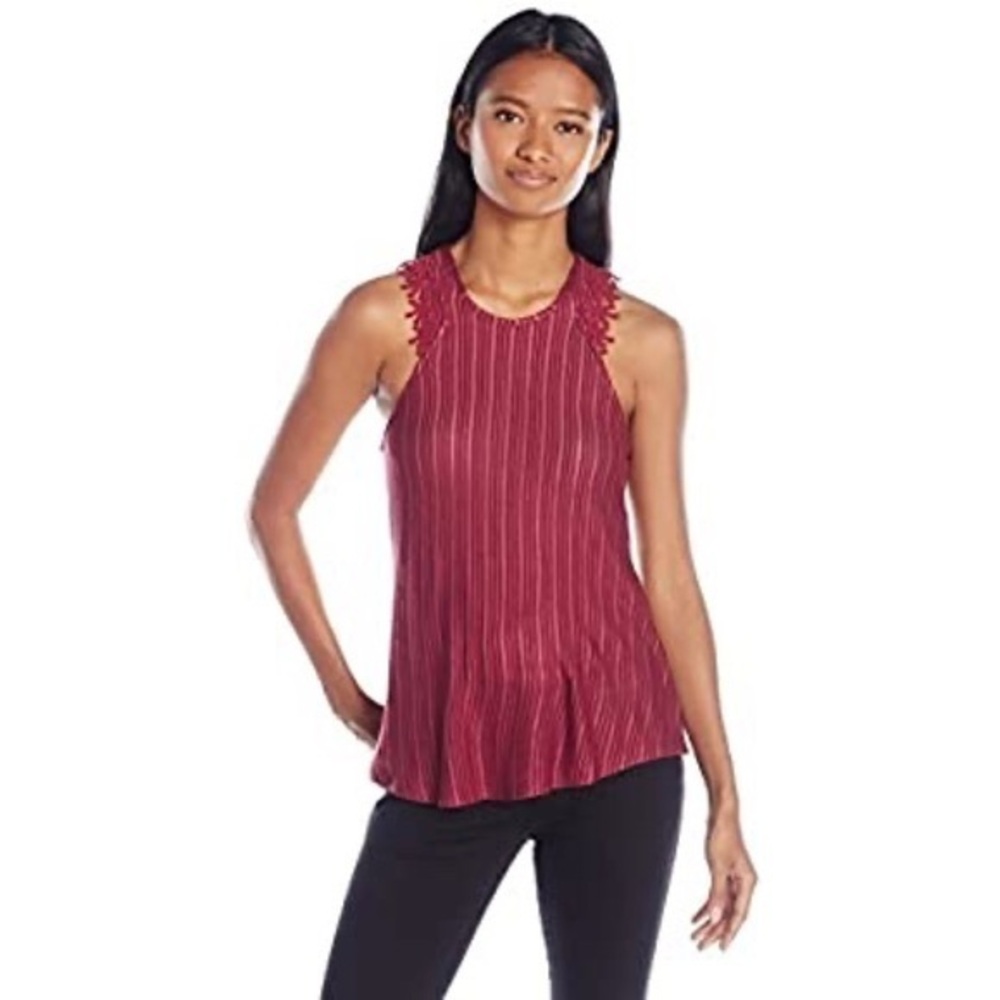 MISS CHIEVOUS Crochet Knit Top-Merlot-M